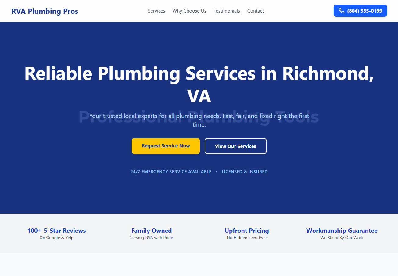 Plumbing Template Website Template